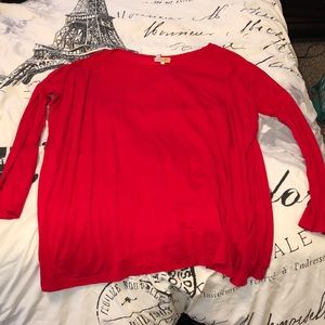 Red long-sleeved Piko top